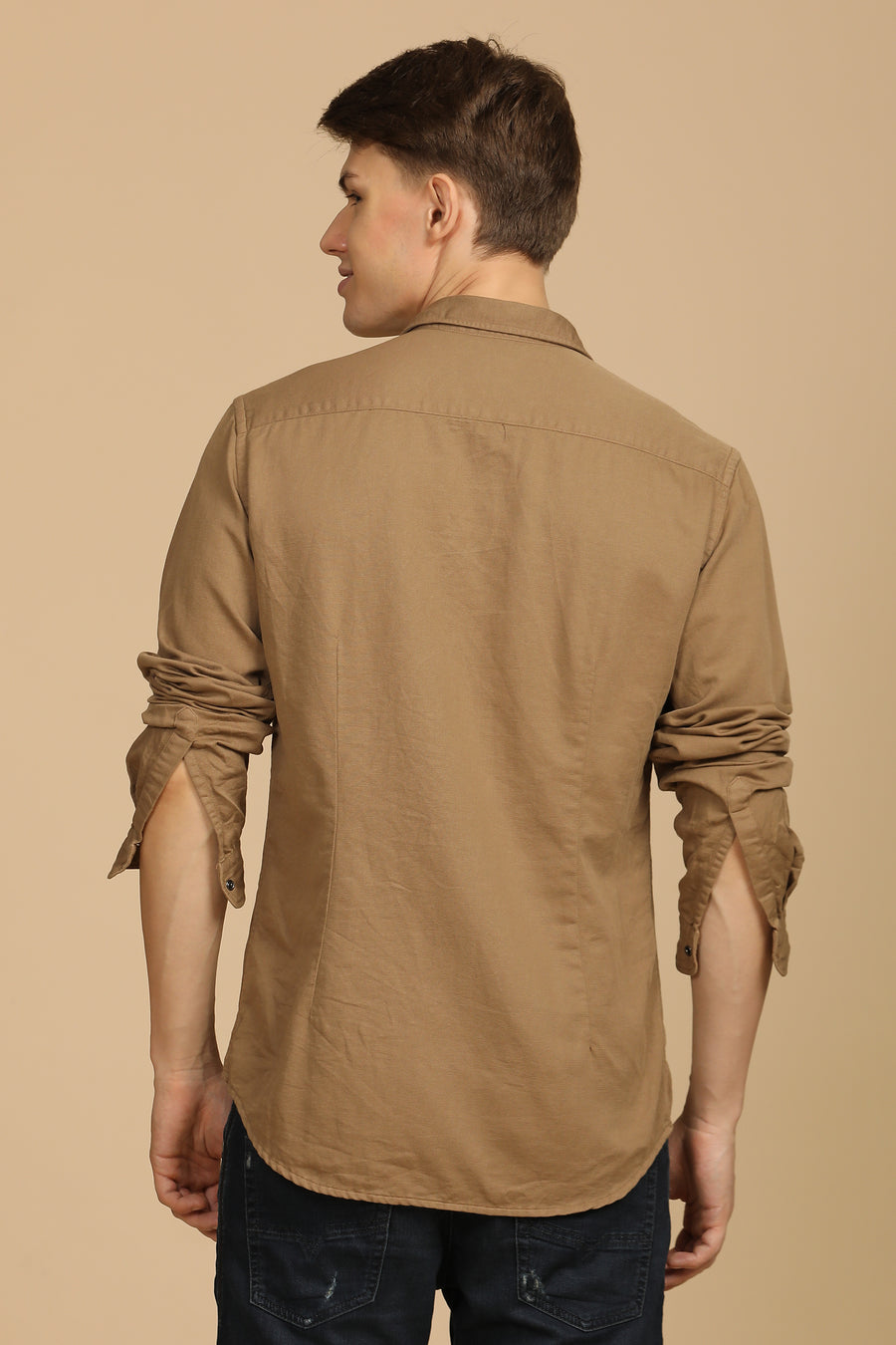 Marcus - Soft Texture Cotton Shirt - Khaki