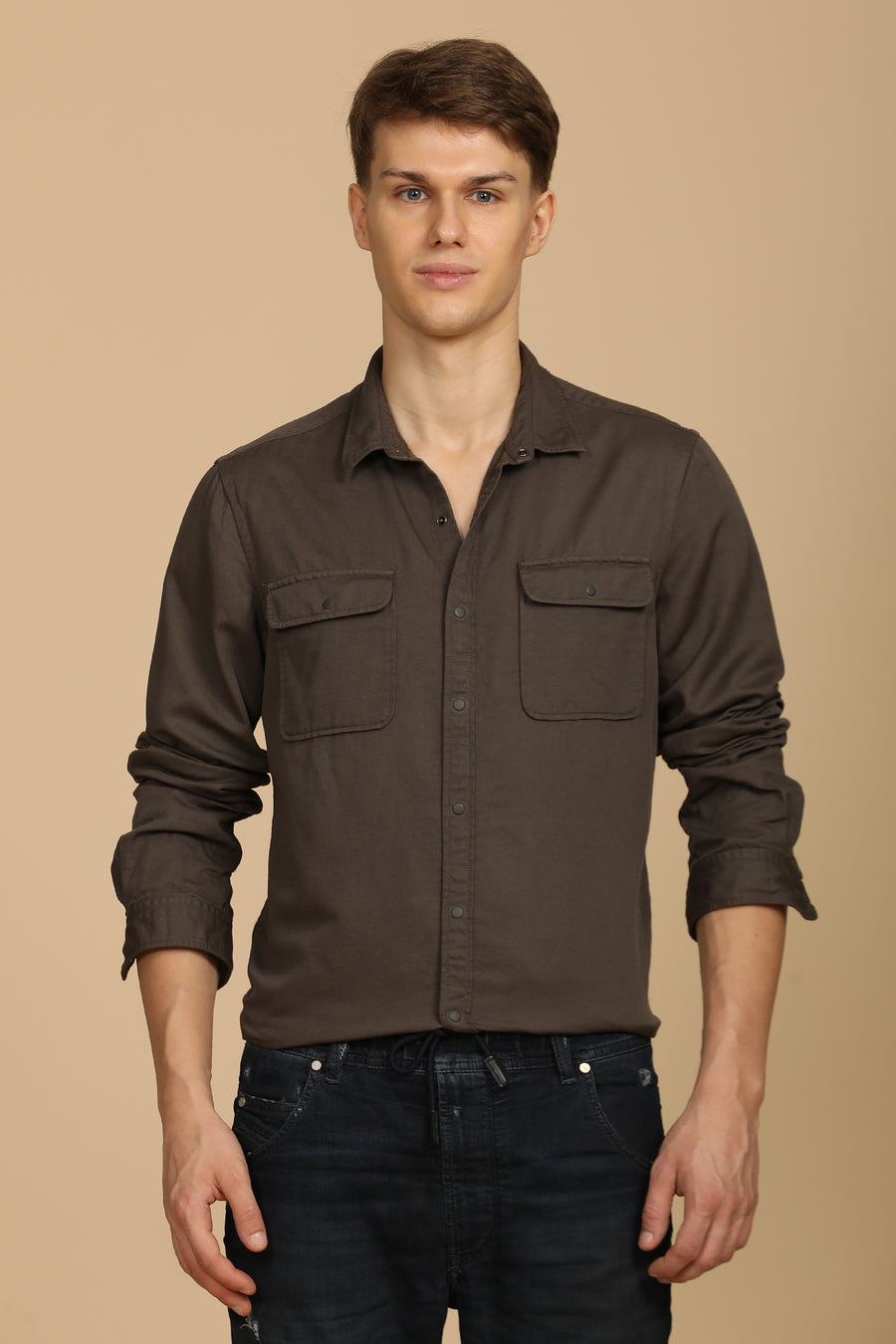 Marcus - Soft Texture Cotton Shirt - Ash