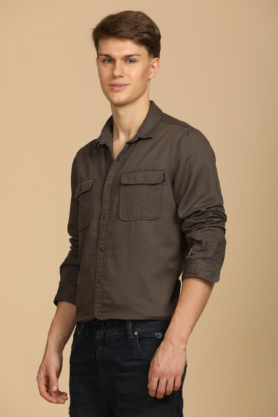 Marcus - Soft Texture Cotton Shirt - Ash