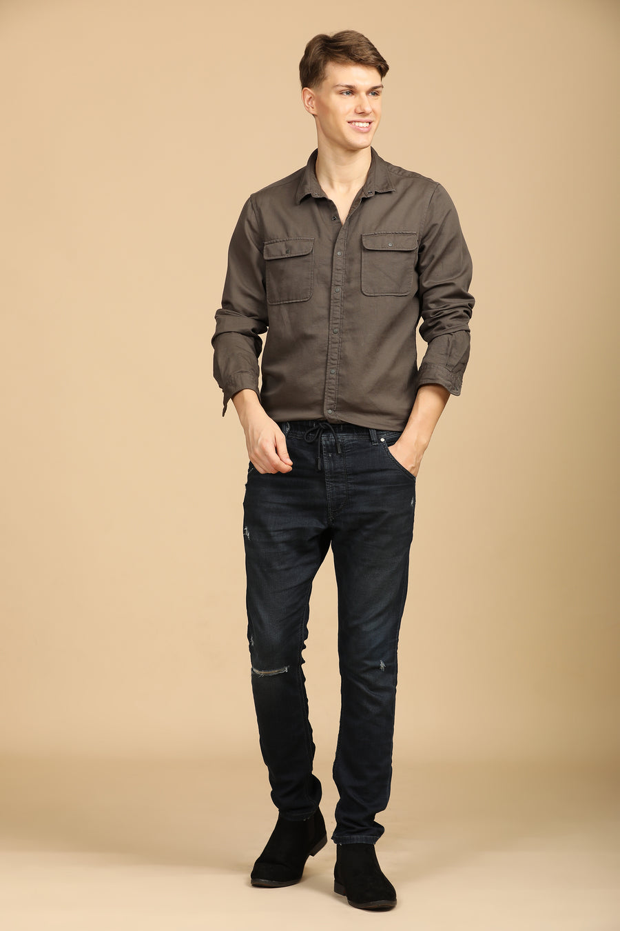 Marcus - Soft Texture Cotton Shirt - Ash