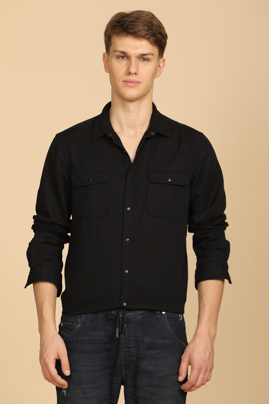 Marcus - Soft Texture Cotton Shirt - Black