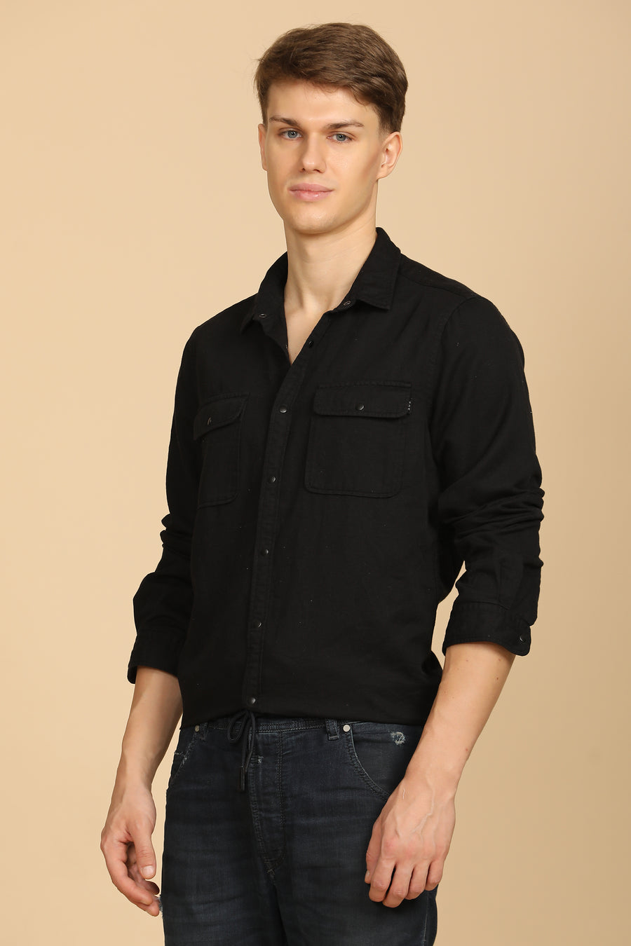 Marcus - Soft Texture Cotton Shirt - Black