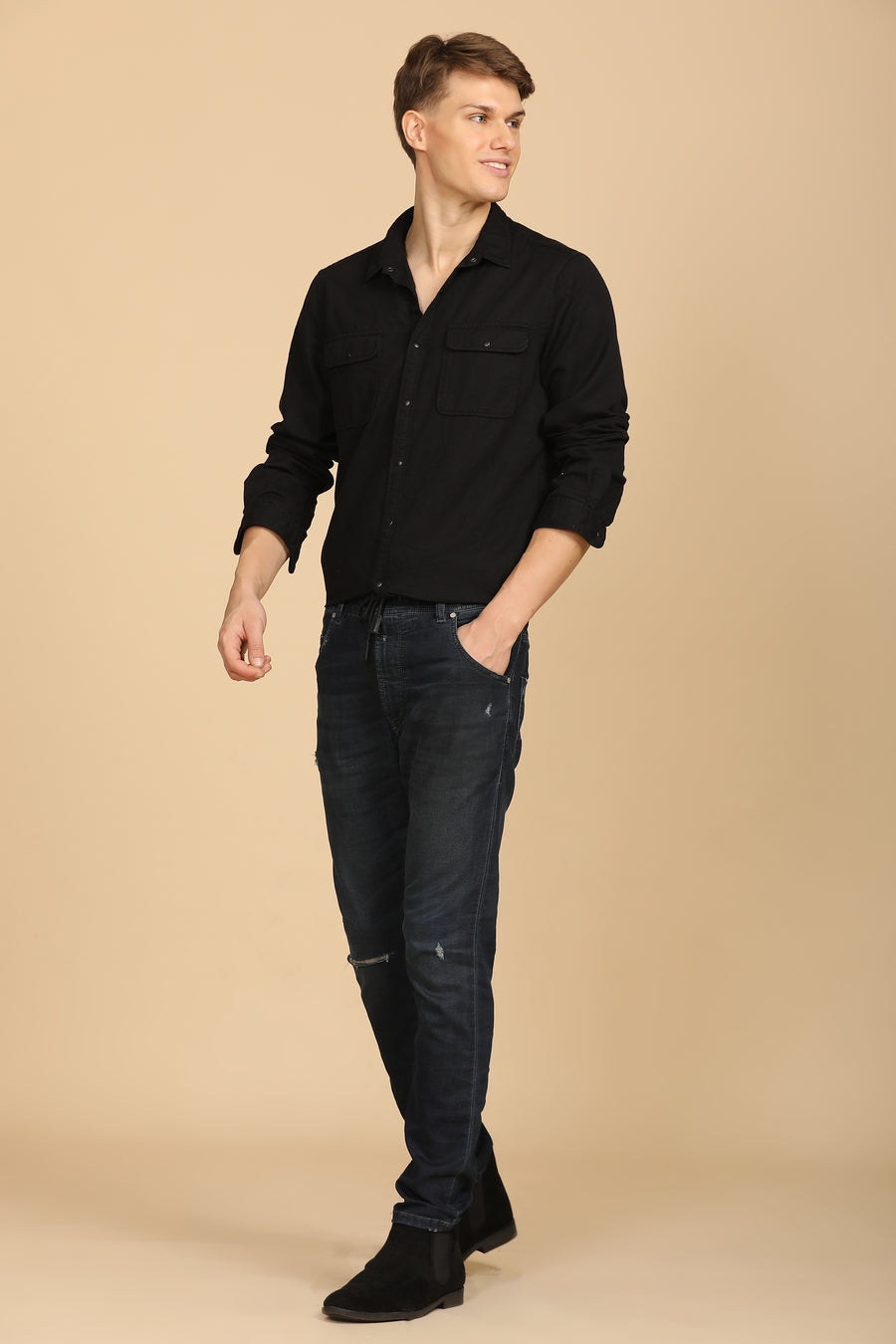 Marcus - Soft Texture Cotton Shirt - Black