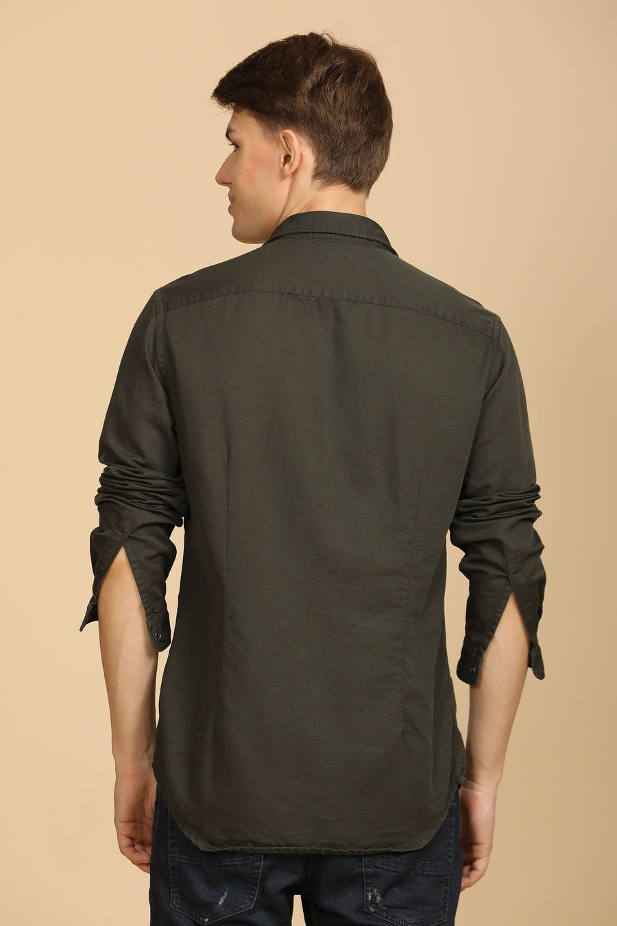 Marcus - Soft Texture Cotton Shirt - Olive