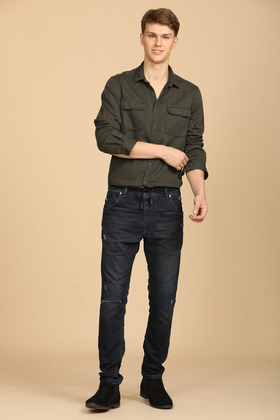 Marcus - Soft Texture Cotton Shirt - Olive