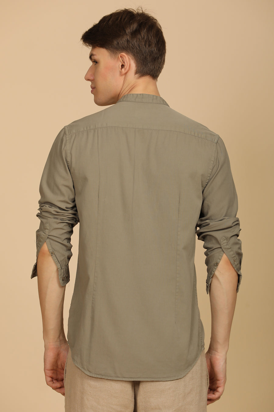 Placido - Fine Cotton Solid Shirt - Khaki