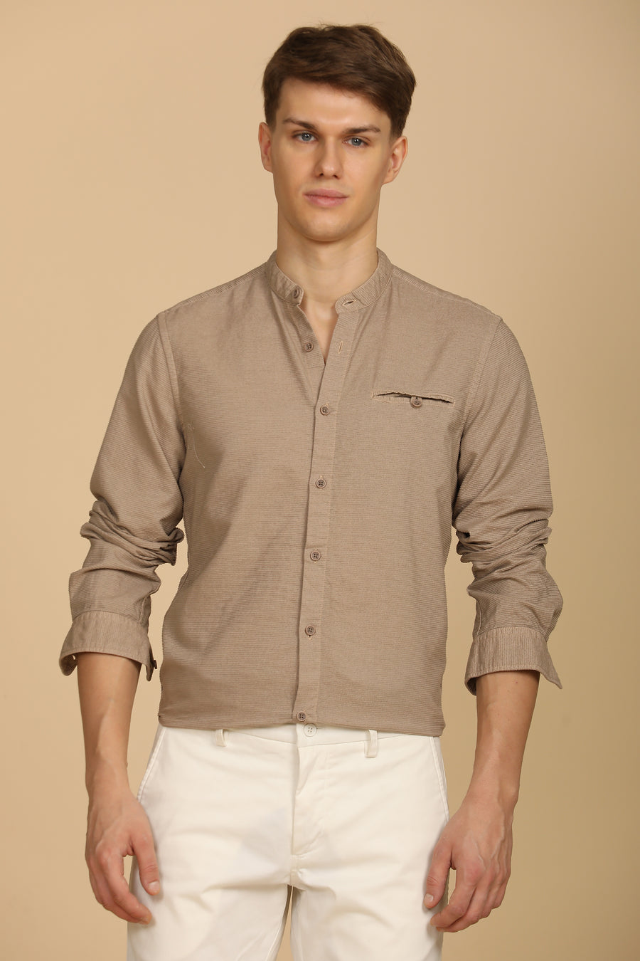 Crazy - Corduroy Solid Shirt - Khaki