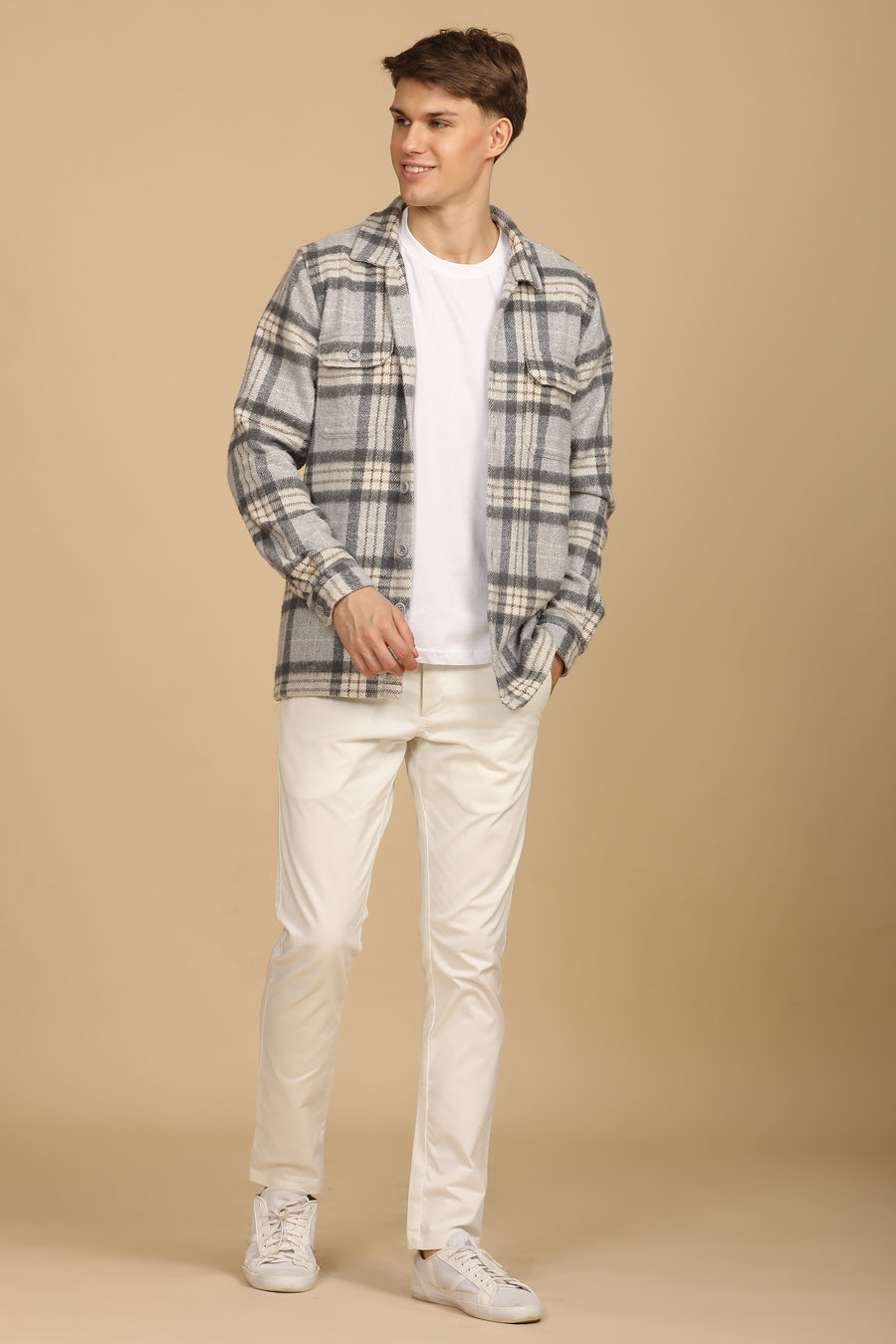 Darren - Heavy Brushed Check Overshirt - Grey