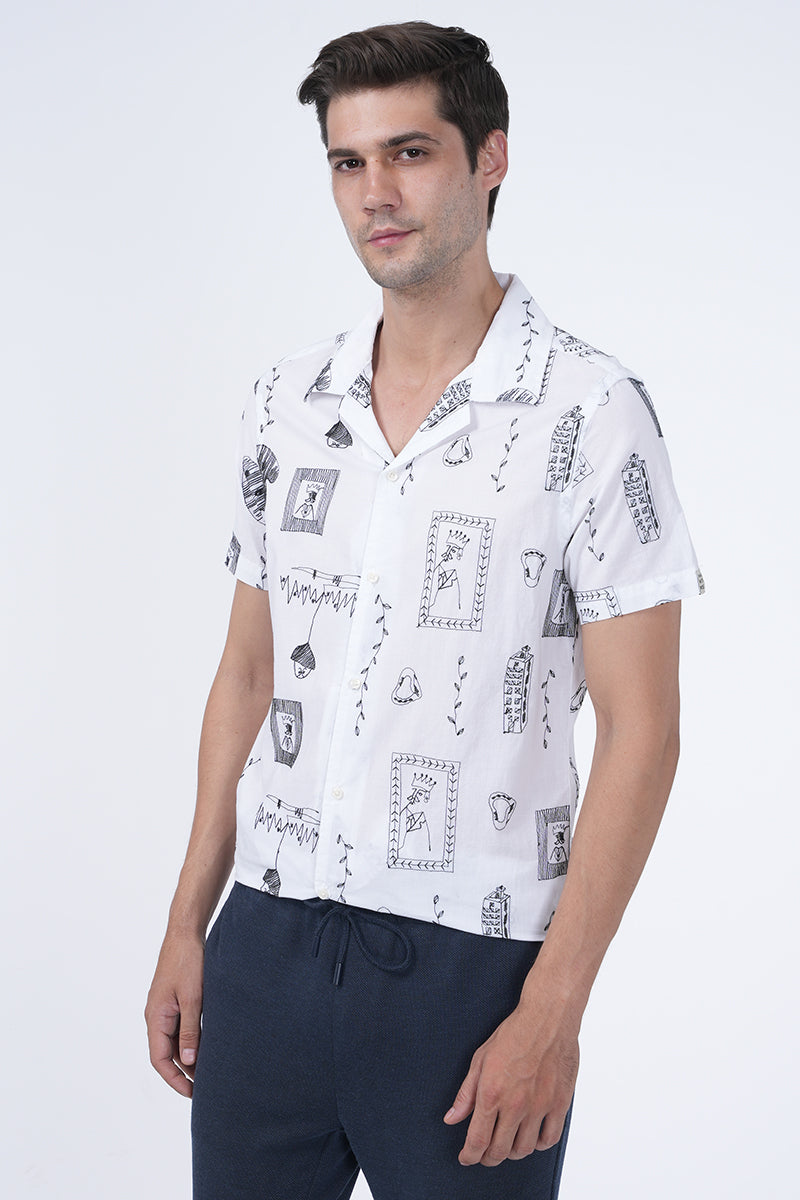 Crown - Embroidered Shirt - White