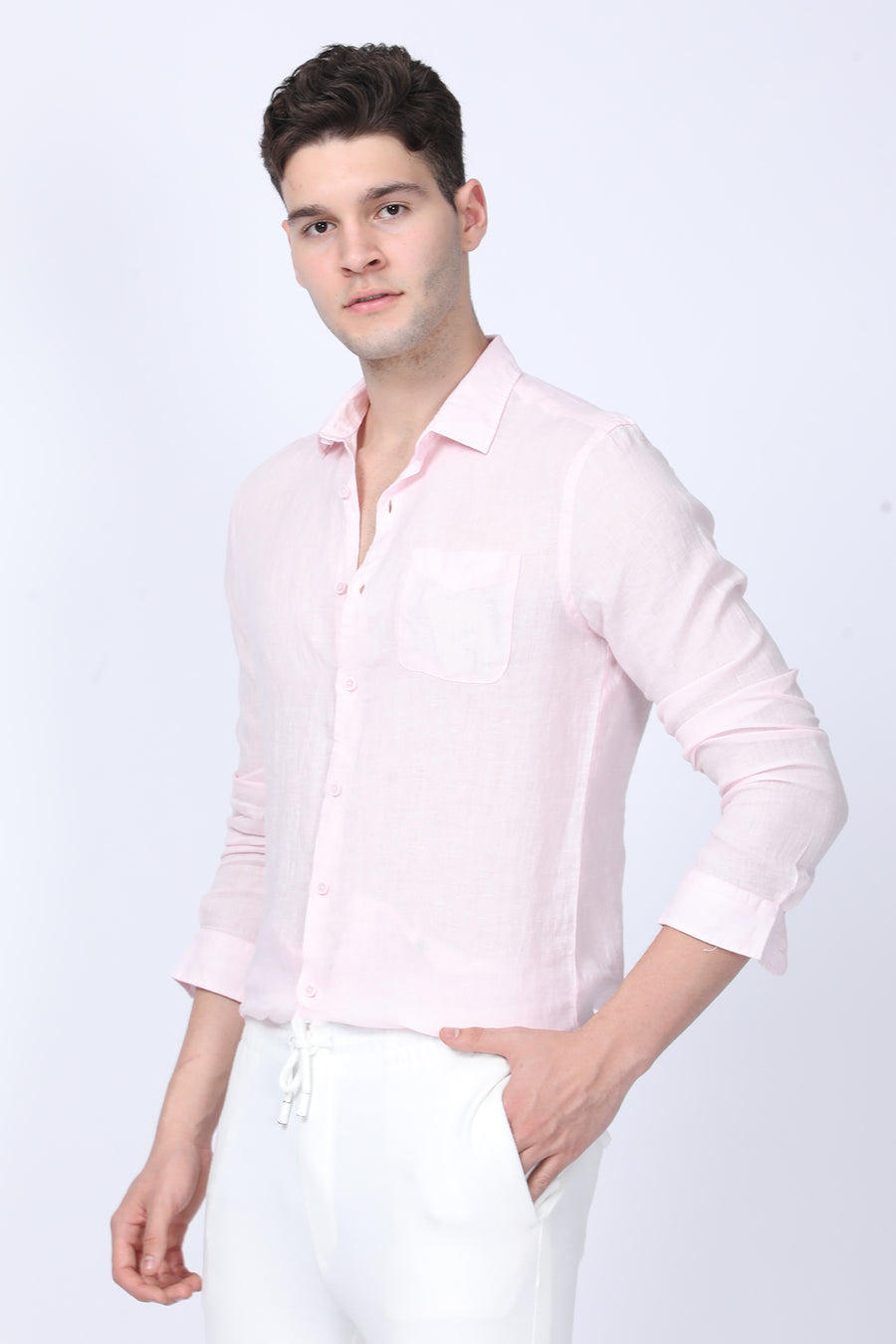 Oyalo - 100% Linen Shirt - Lt Pink