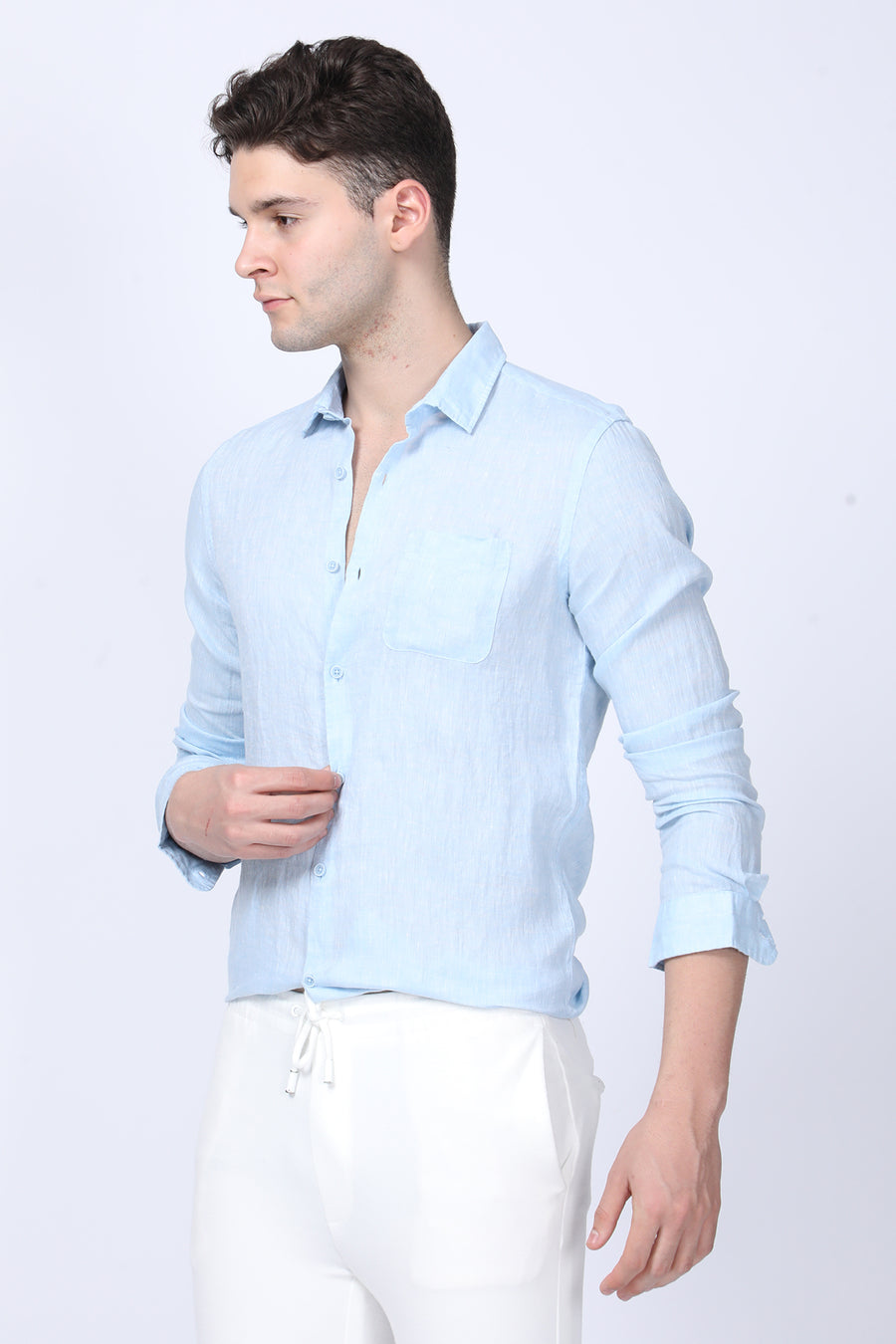 Oyalo - 100% Linen Shirt - Lt Blue