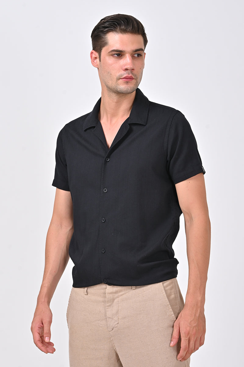 Placed - Subtle Dobby Shirt - Black