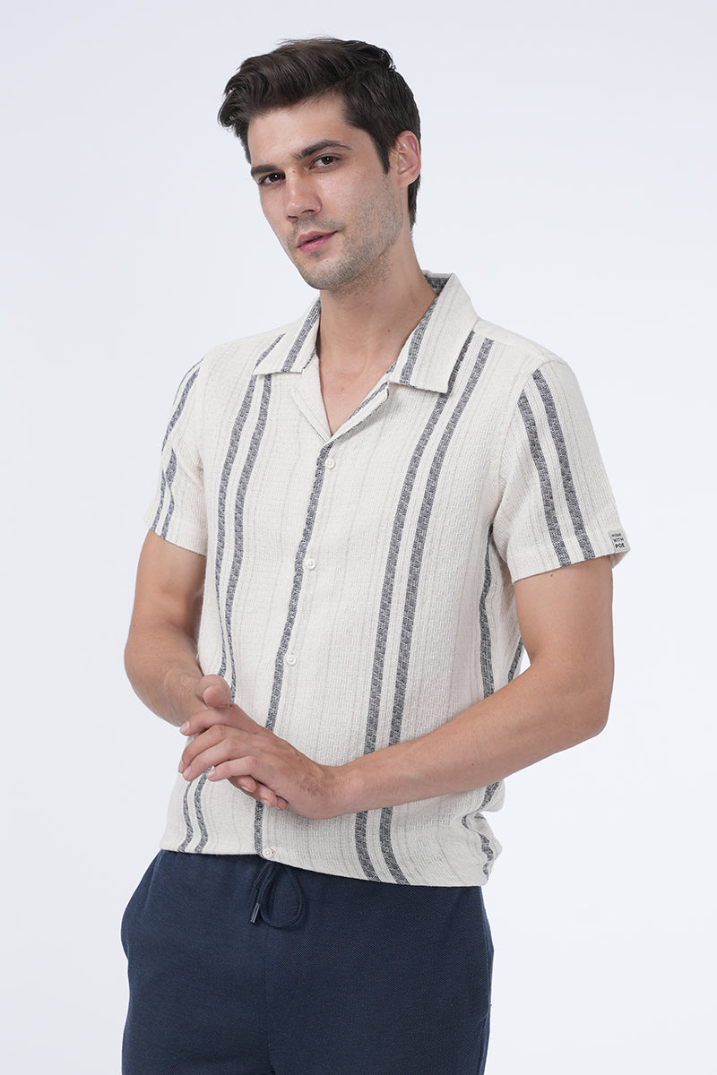 Aries - Textured Striped Shirt - Off White
