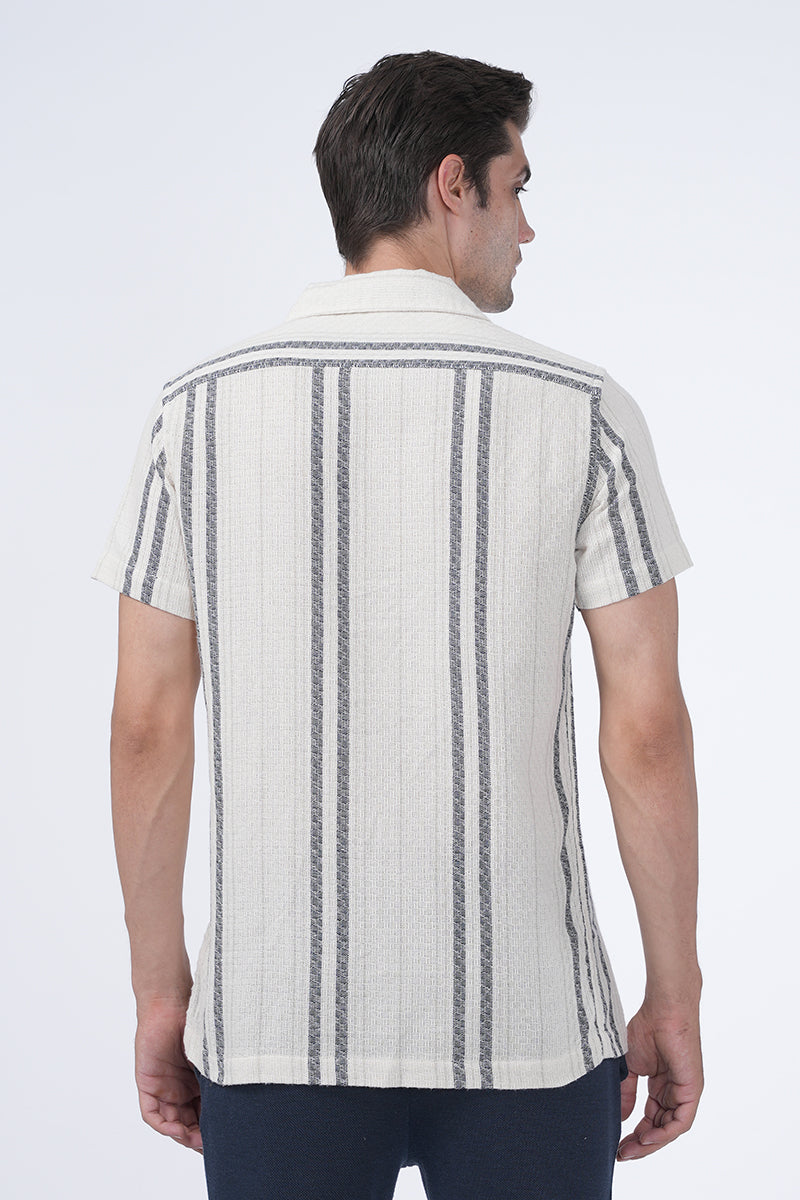 Aries - Textured Striped Shirt - Off White