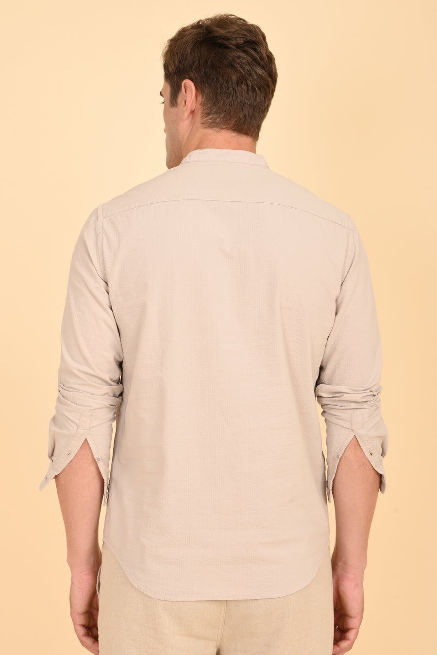 Arcane - Seersucker Kurta Shirt - Beige