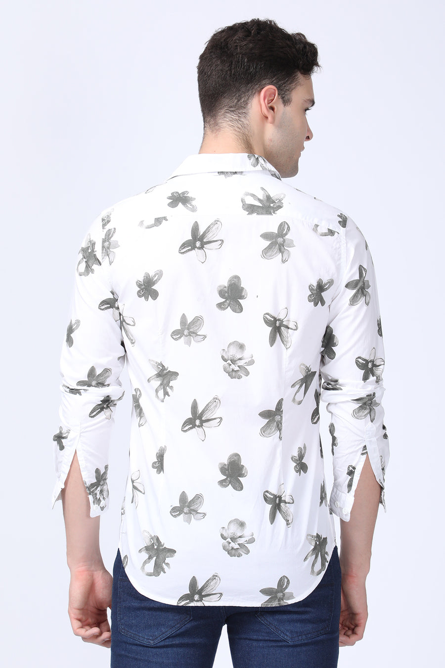 Aiden - Floral Printed Shirt - White