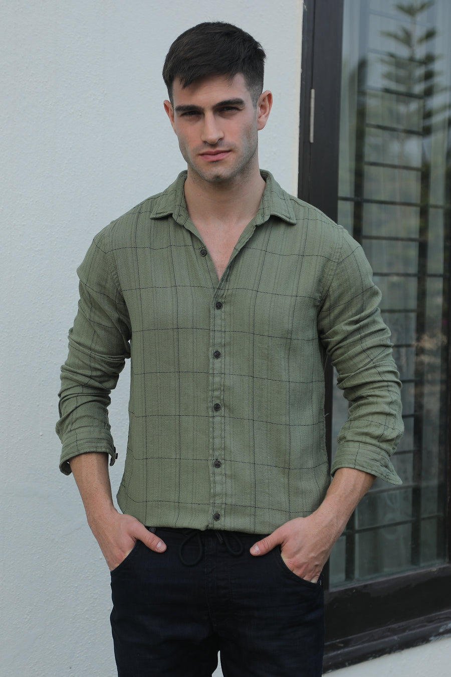 Kyle - Structured Check Shirt - Green