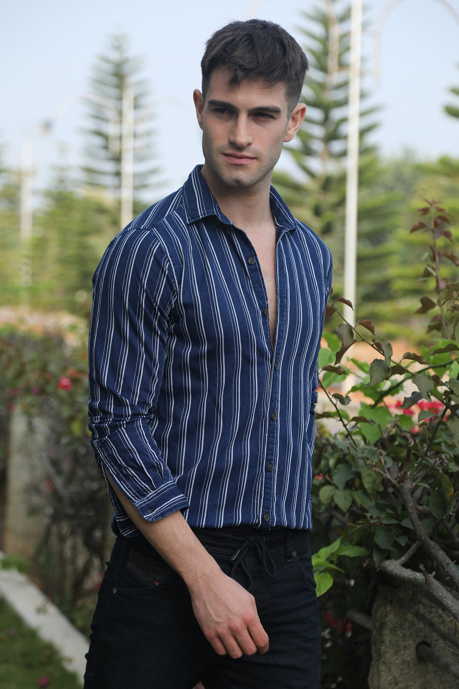 Troon - Indigo Striped Shirt - Navy