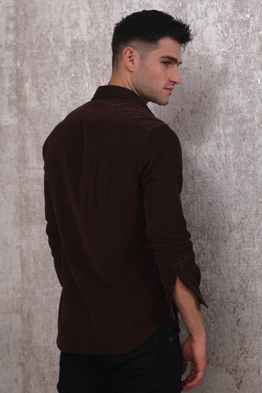 Steve - Corduroy Solid Shirt - brown