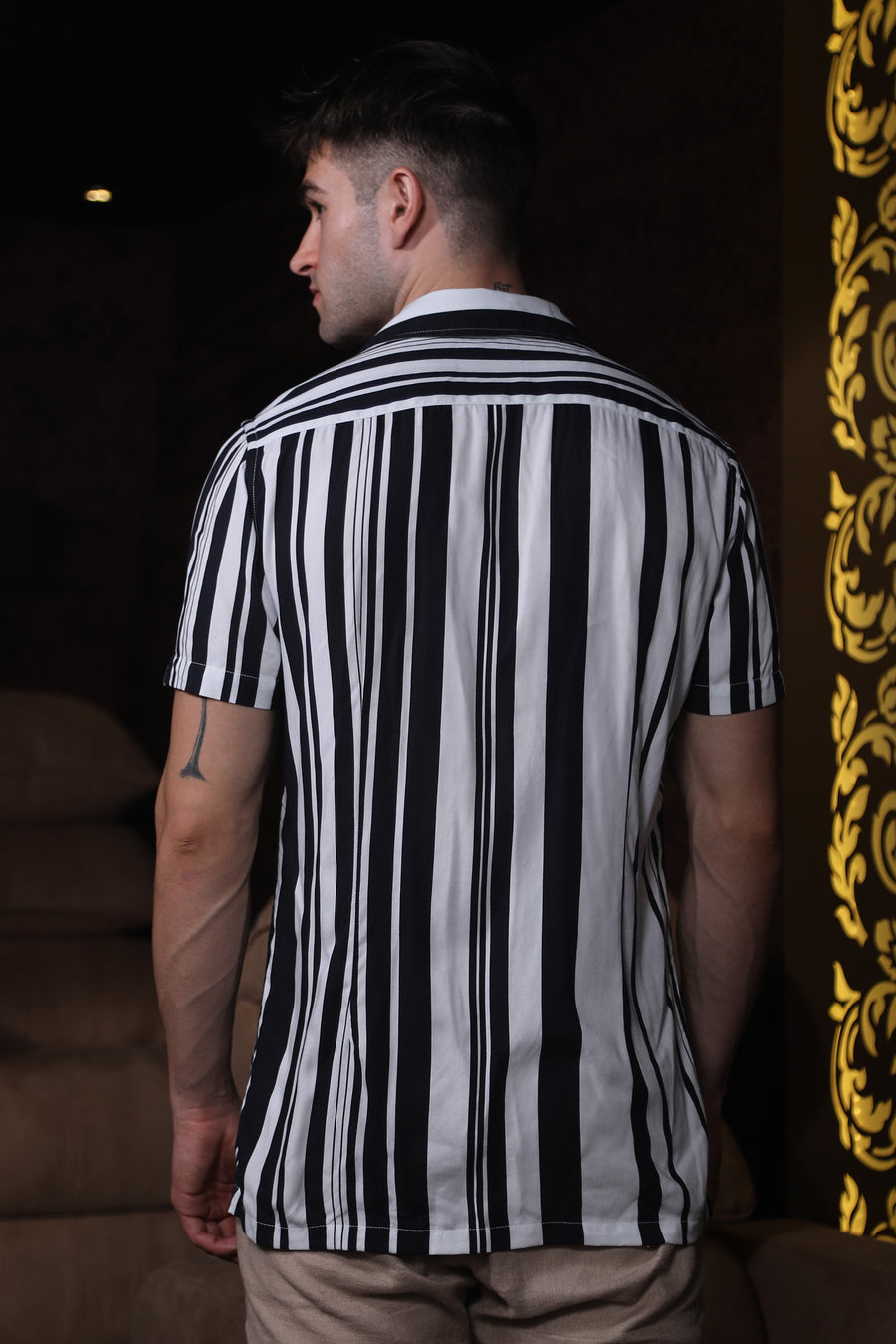 Canara - Viscose Striped Shirt - black