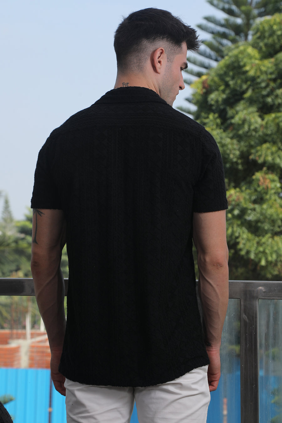 Akiva - Knitted Jacquard Shirt - Black