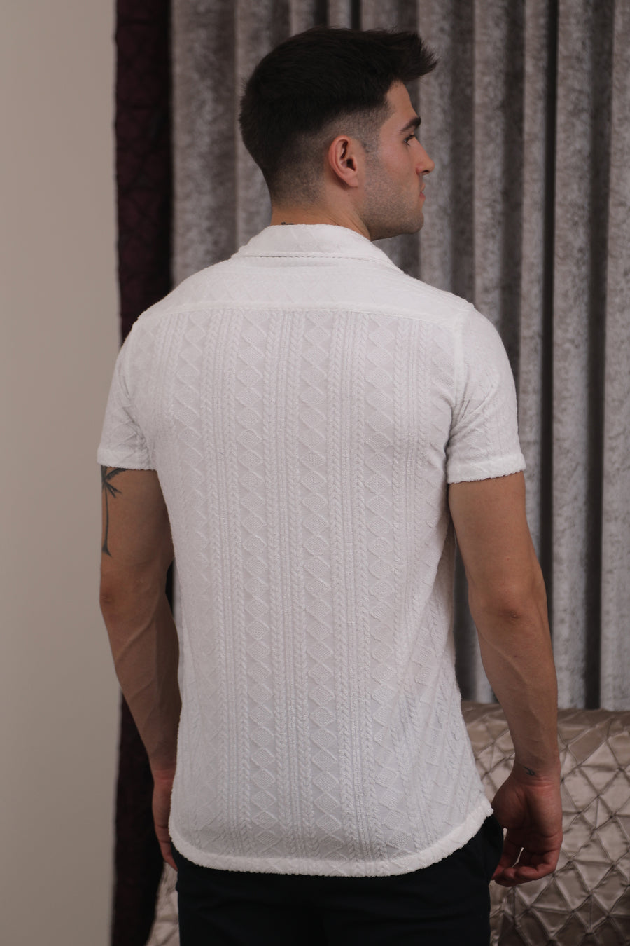 Akiva - Knitted Jacquard Shirt - White