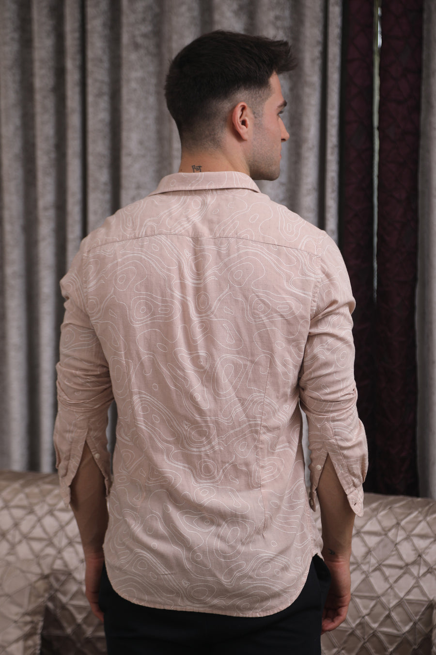 Evian - Viscose Linen Printed Shirt - peach