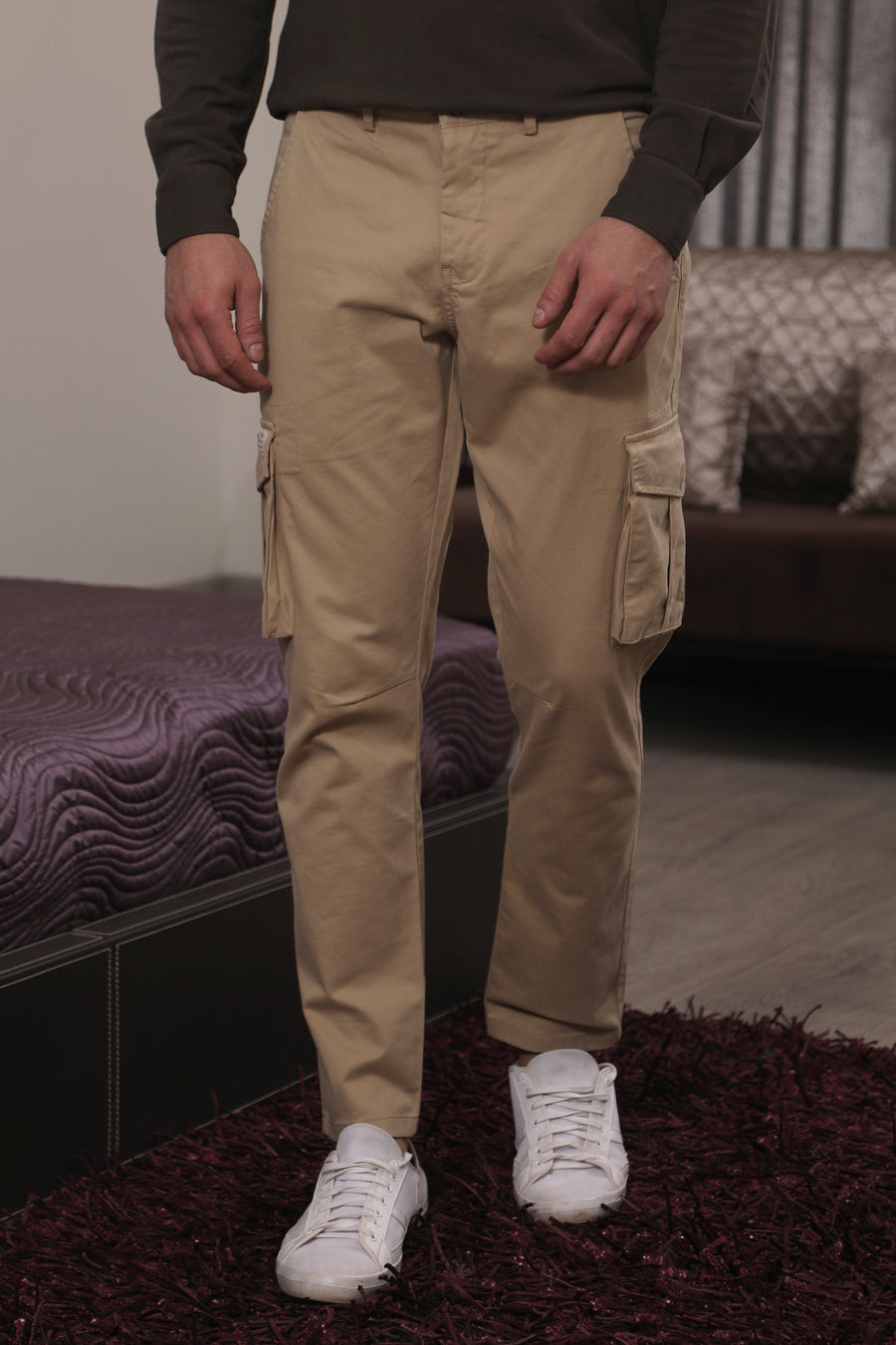 leo-comfort cargo trouser-khaki