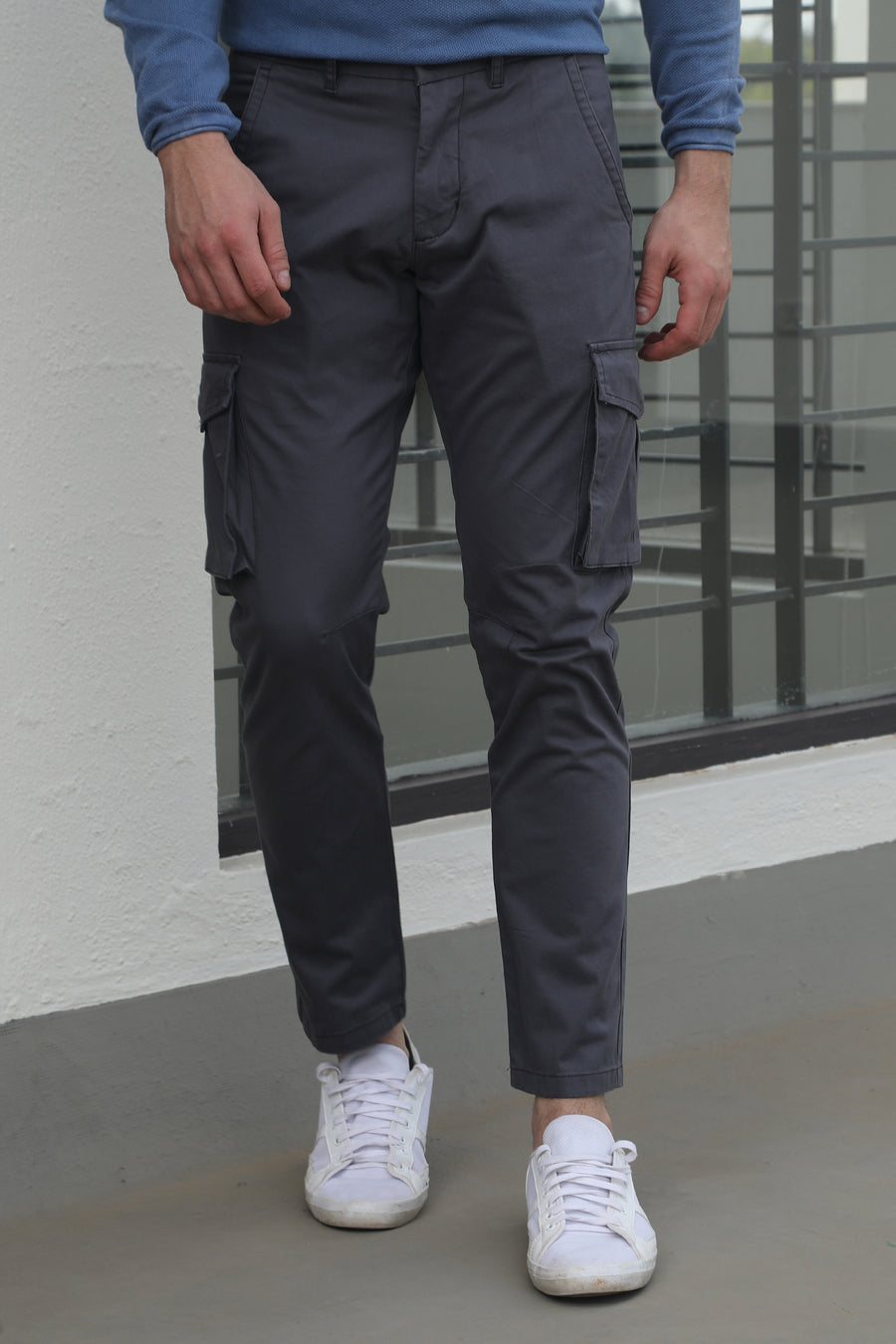 power - comfort cargo trouser - lt grey