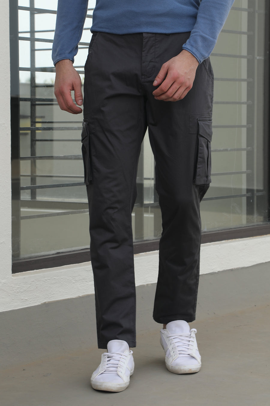 leo-comfort cargo trouser-dk grey