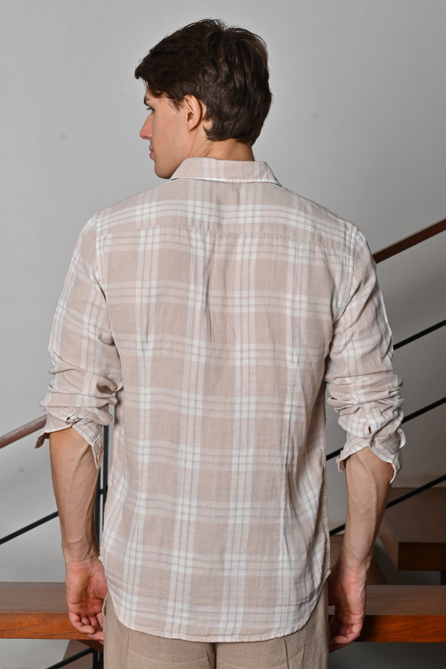 Hazel - Textured Check Shirt - Beige