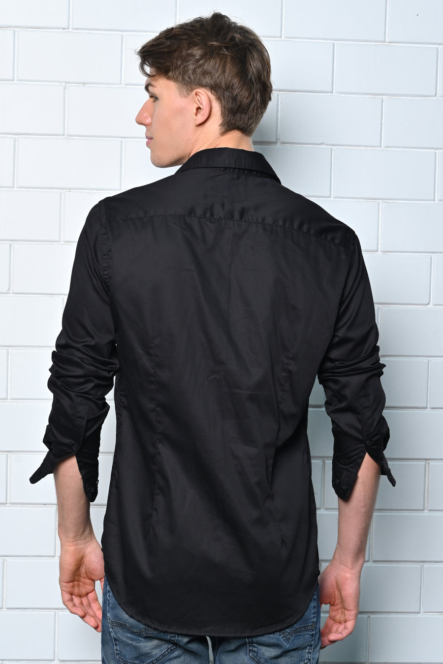 Drop - Satin Solid Formal Shirt - Black