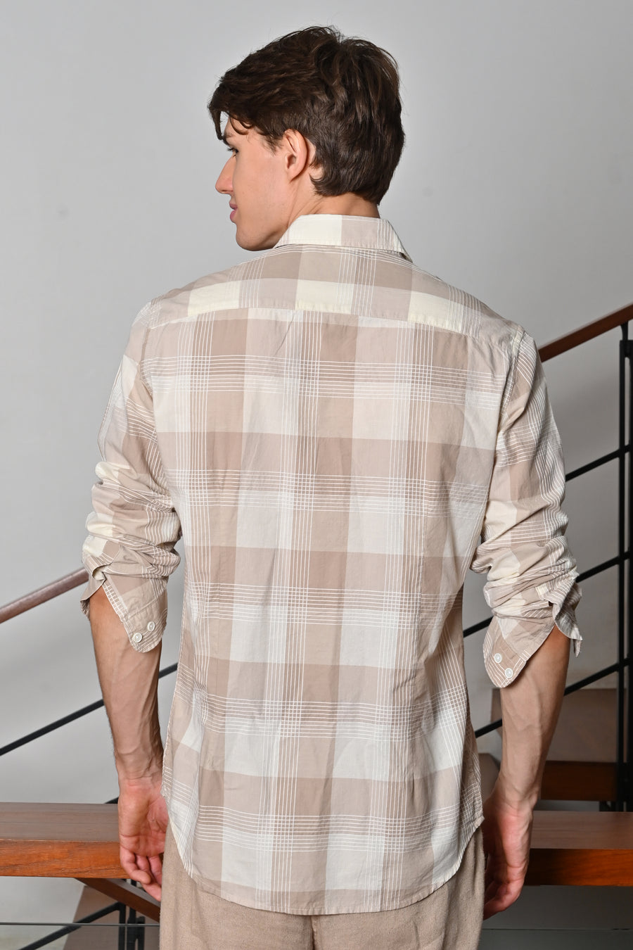 Albie - Cotton Check Shirt - Cream