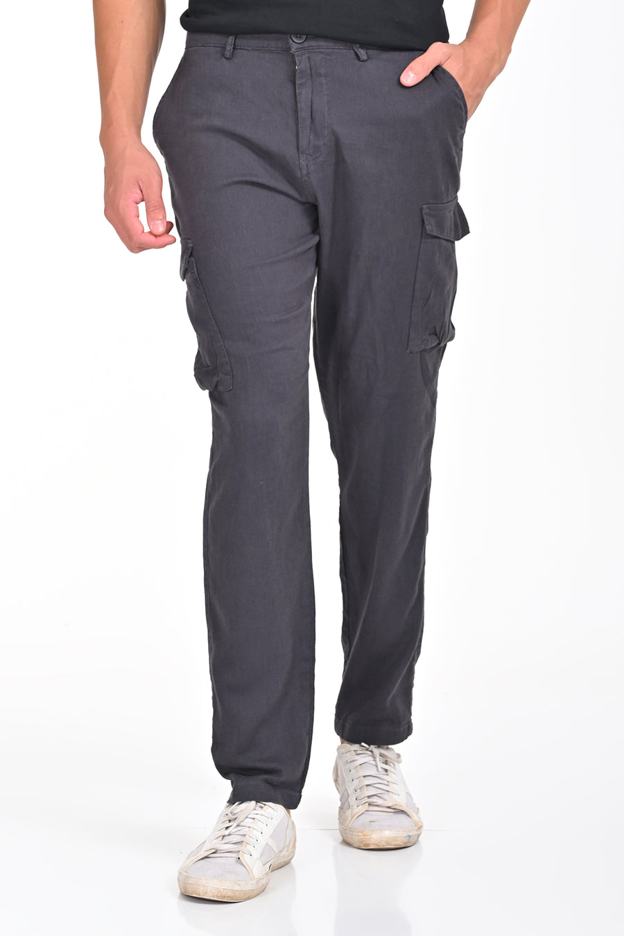 Ivan - Cotton Linen Cargo Trouser - Grey