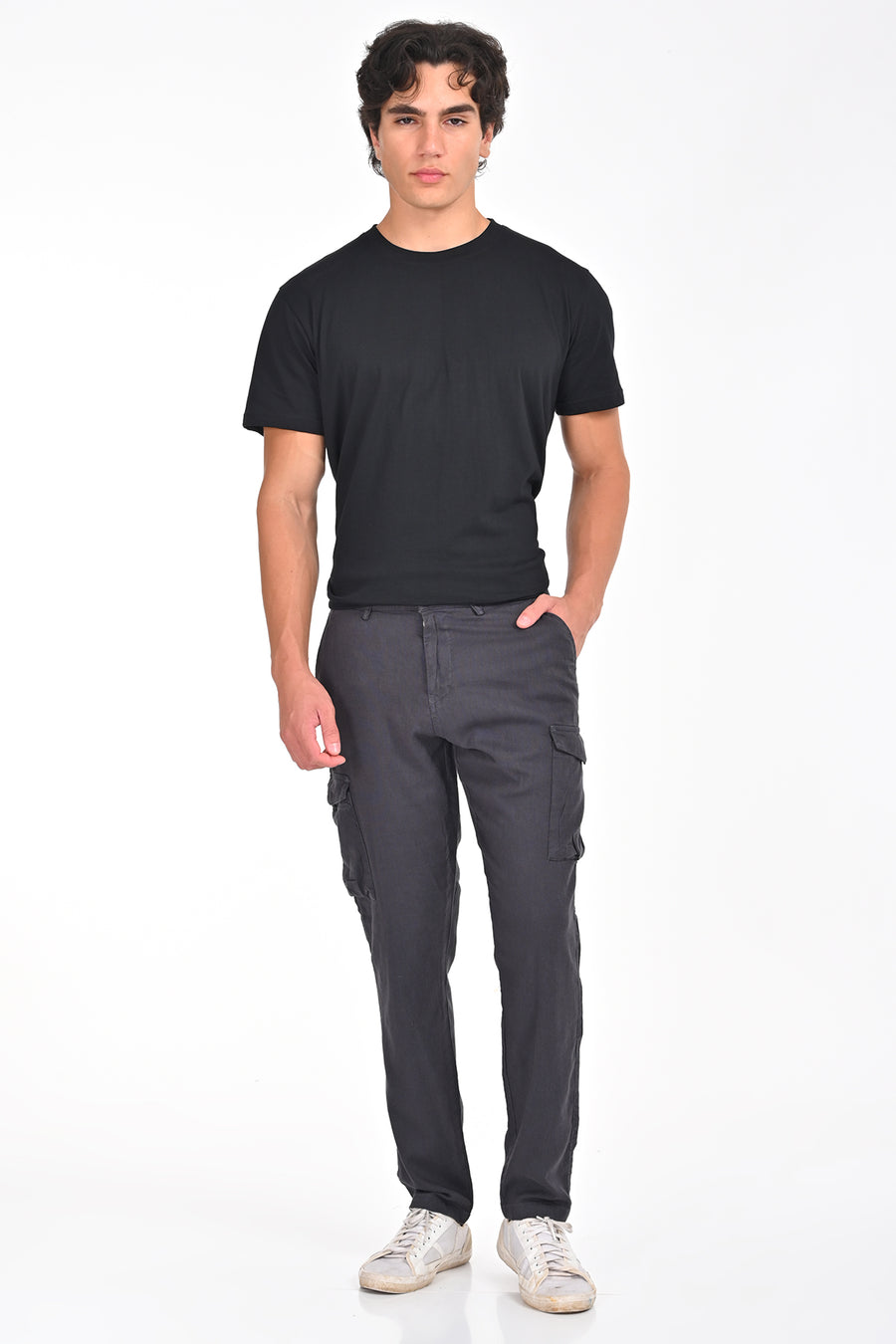 Ivan - Cotton Linen Cargo Trouser - Grey