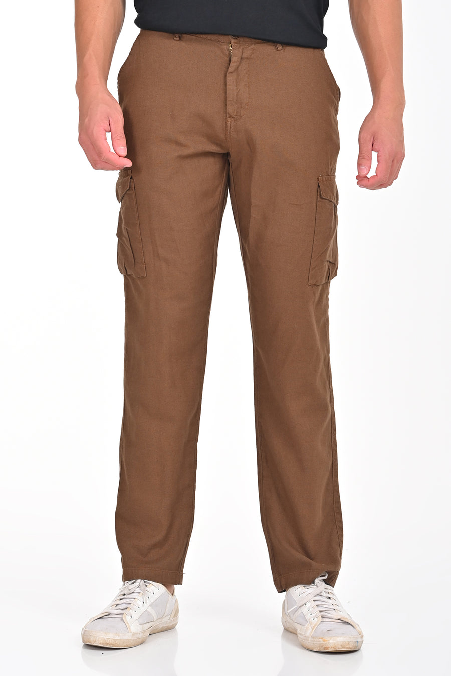 Ivan - Cotton Linen Cargo Trouser - Brown