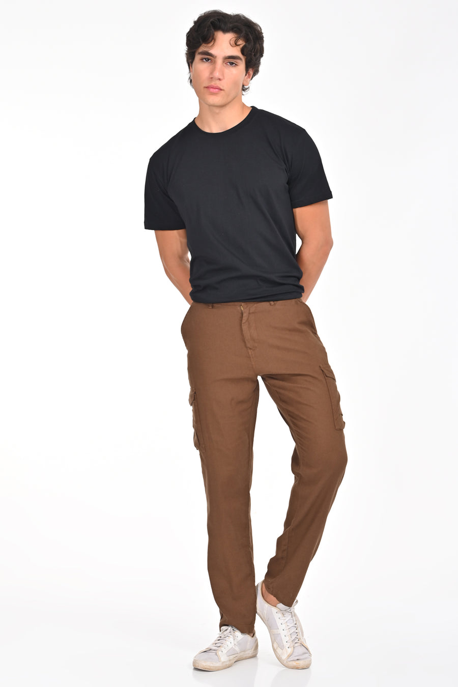 Ivan - Cotton Linen Cargo Trouser - Brown