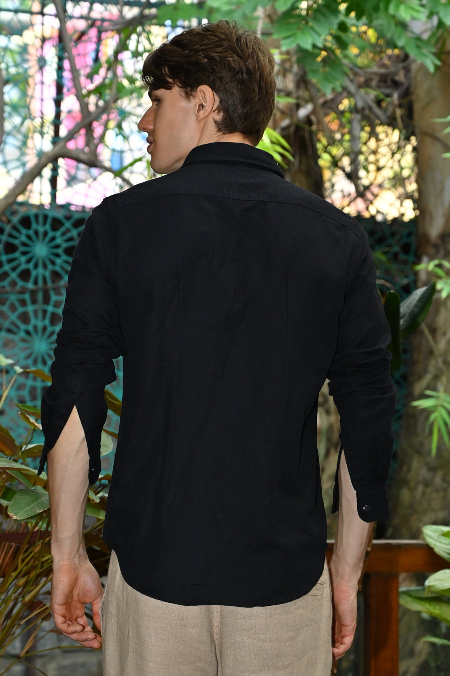 Ive - Cotton Pocketed Solid Shirt - Black