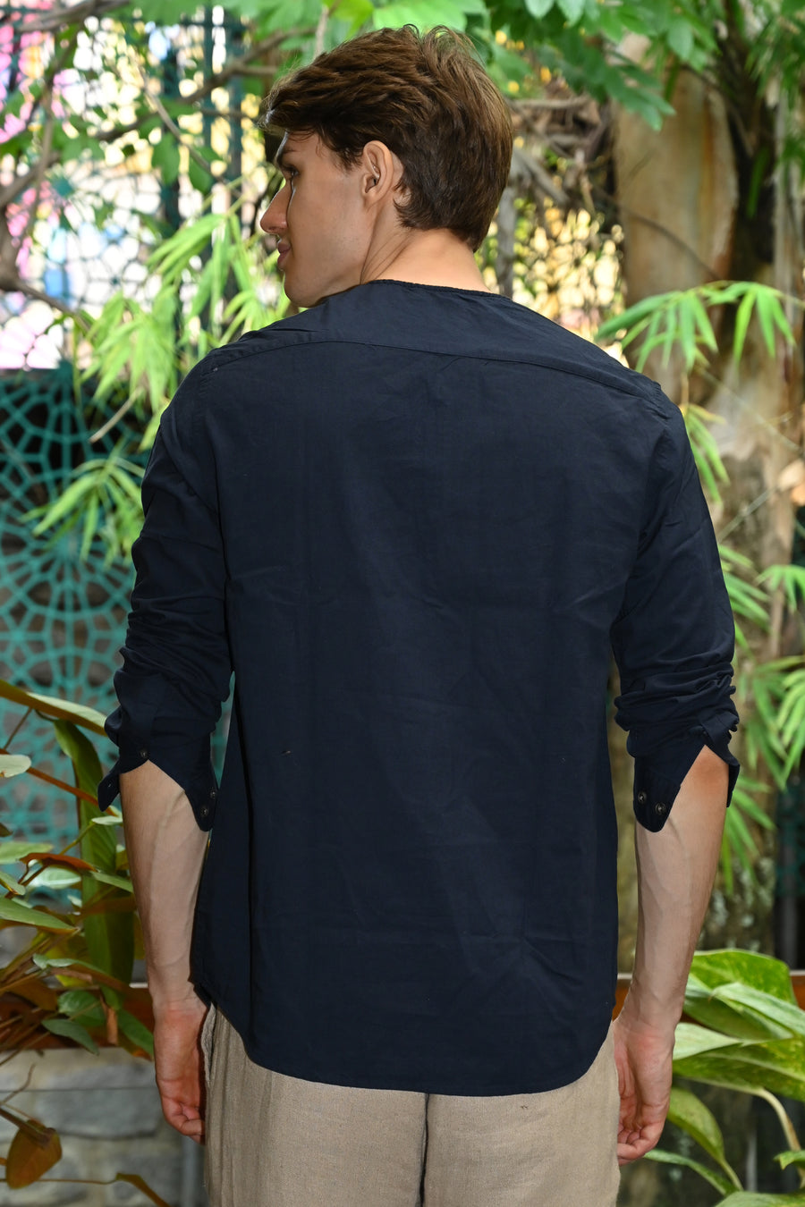 John - Finest Giza Cotton Kurta Shirt - Navy