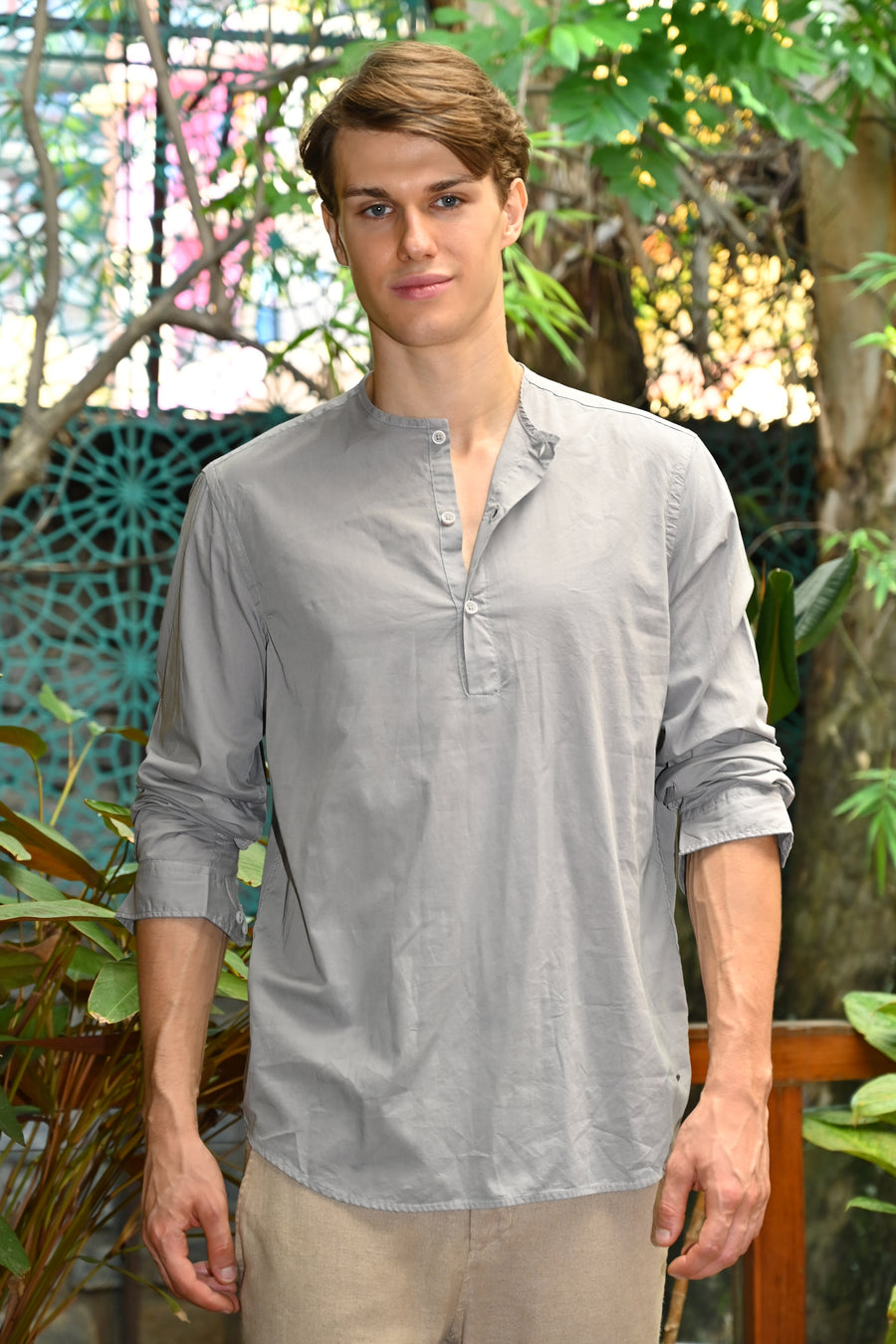 Streak - Cotton Kurta Shirt - Grey