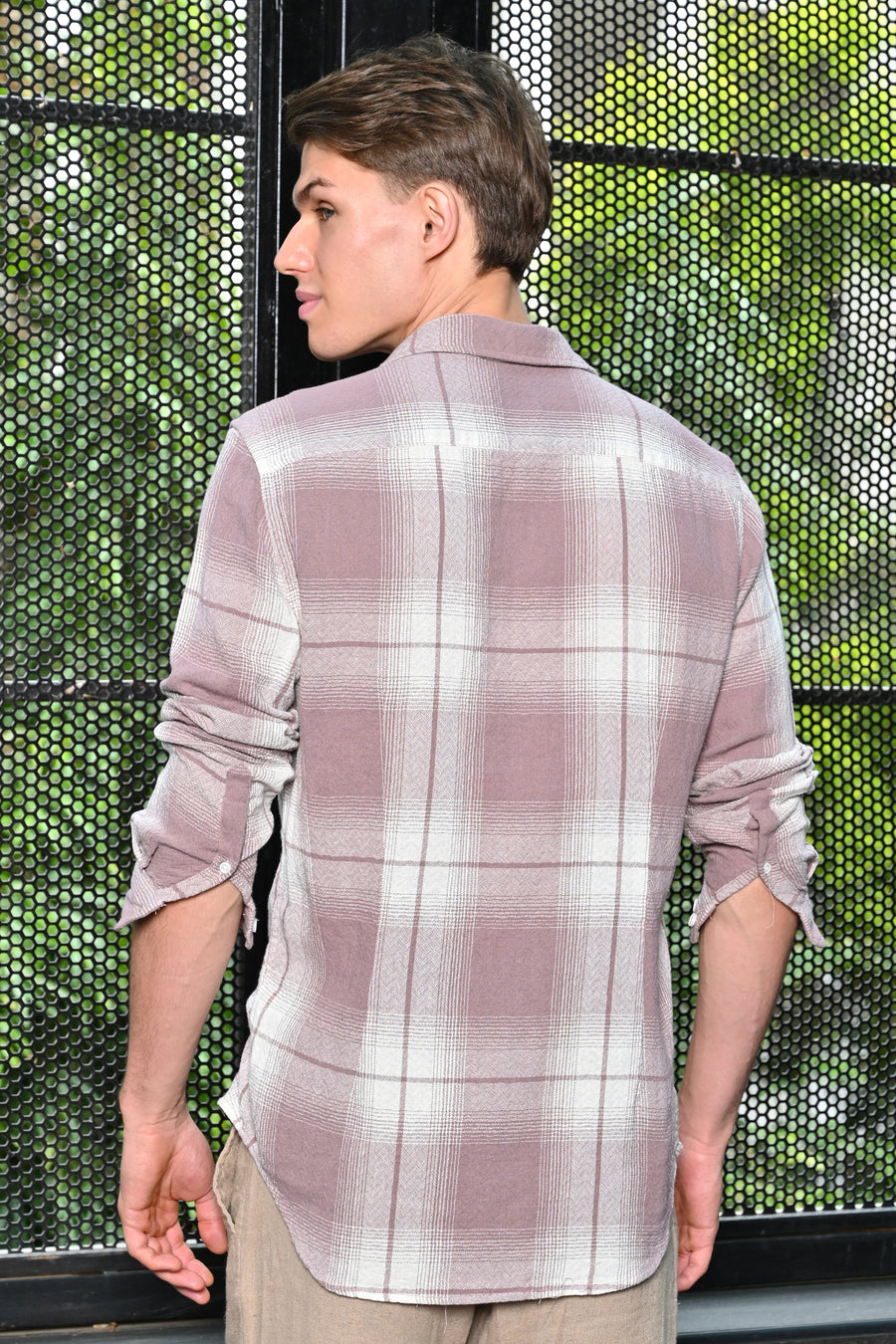 Nolan - Structured Check Shirt - Dusky Pink