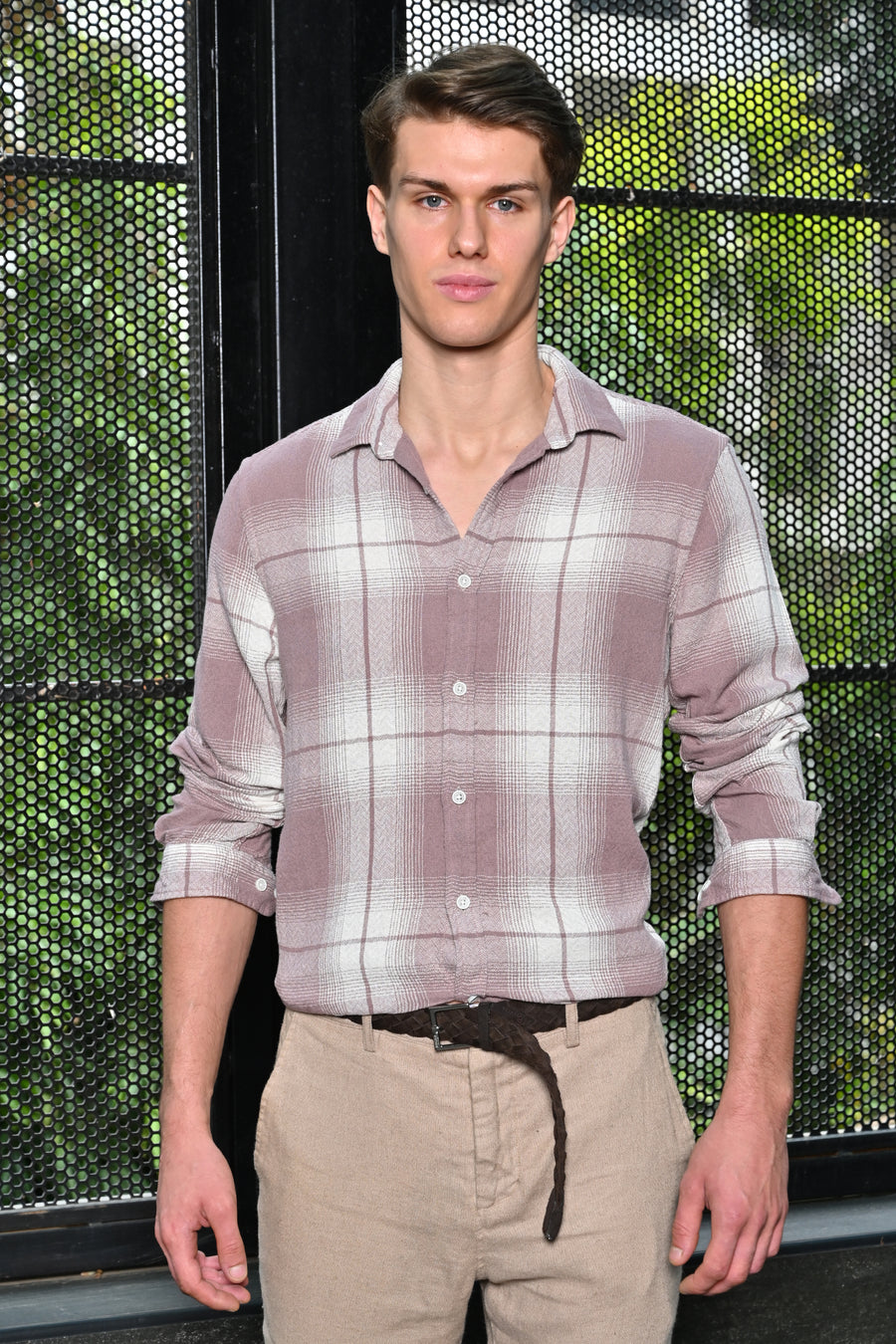 Nolan - Structured Check Shirt - Dusky Pink