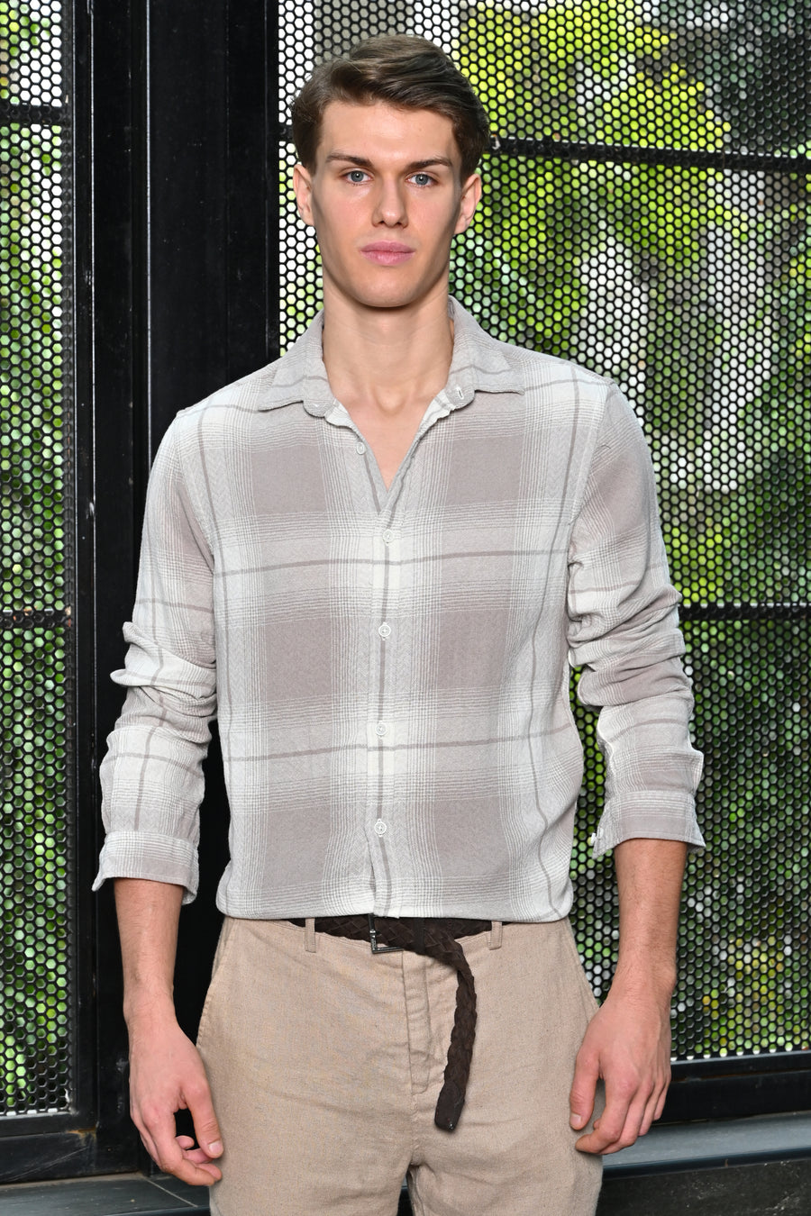 Nolan - Structured Check Shirt - Sand