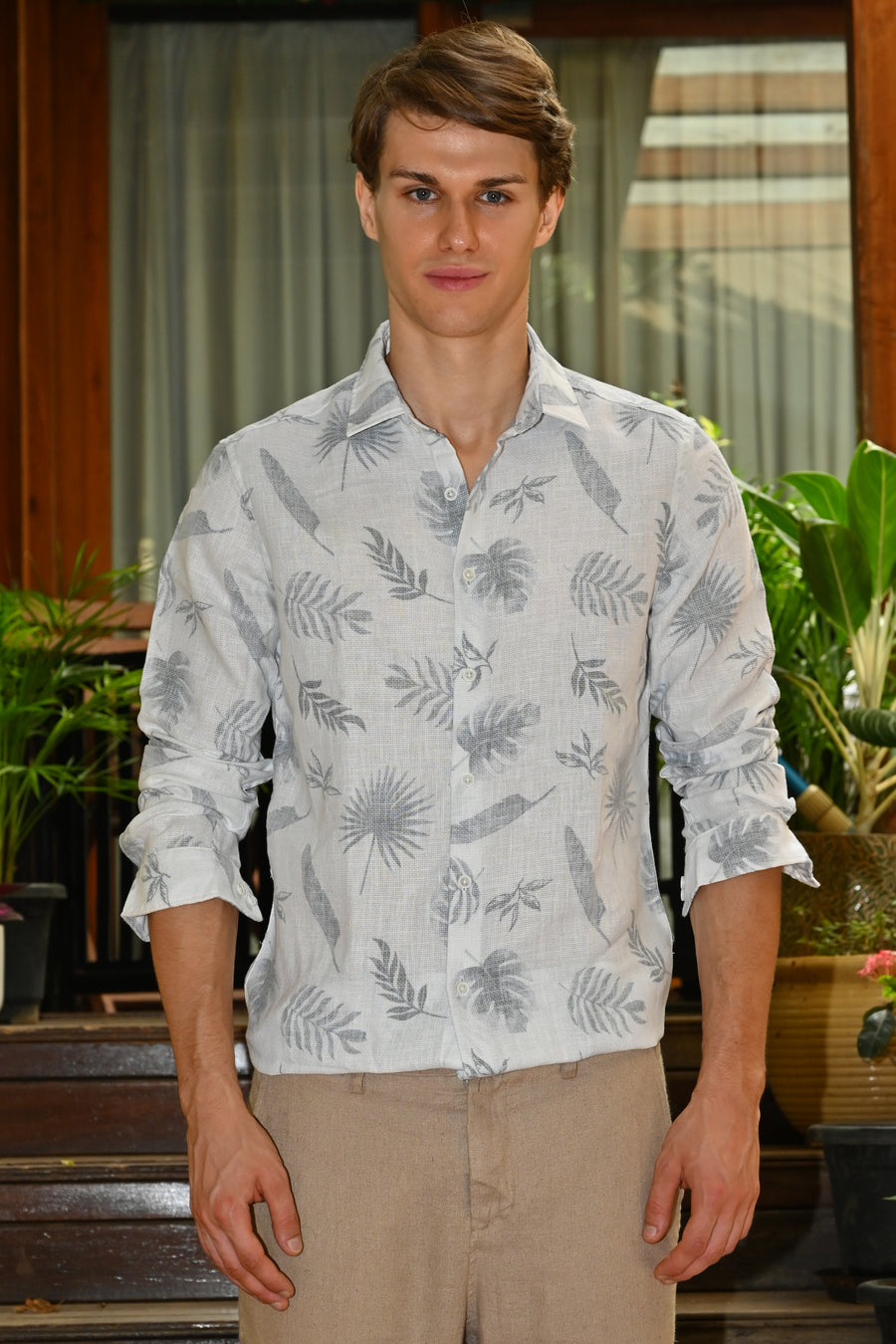 Marco - Floral Printed Shirt - Grey