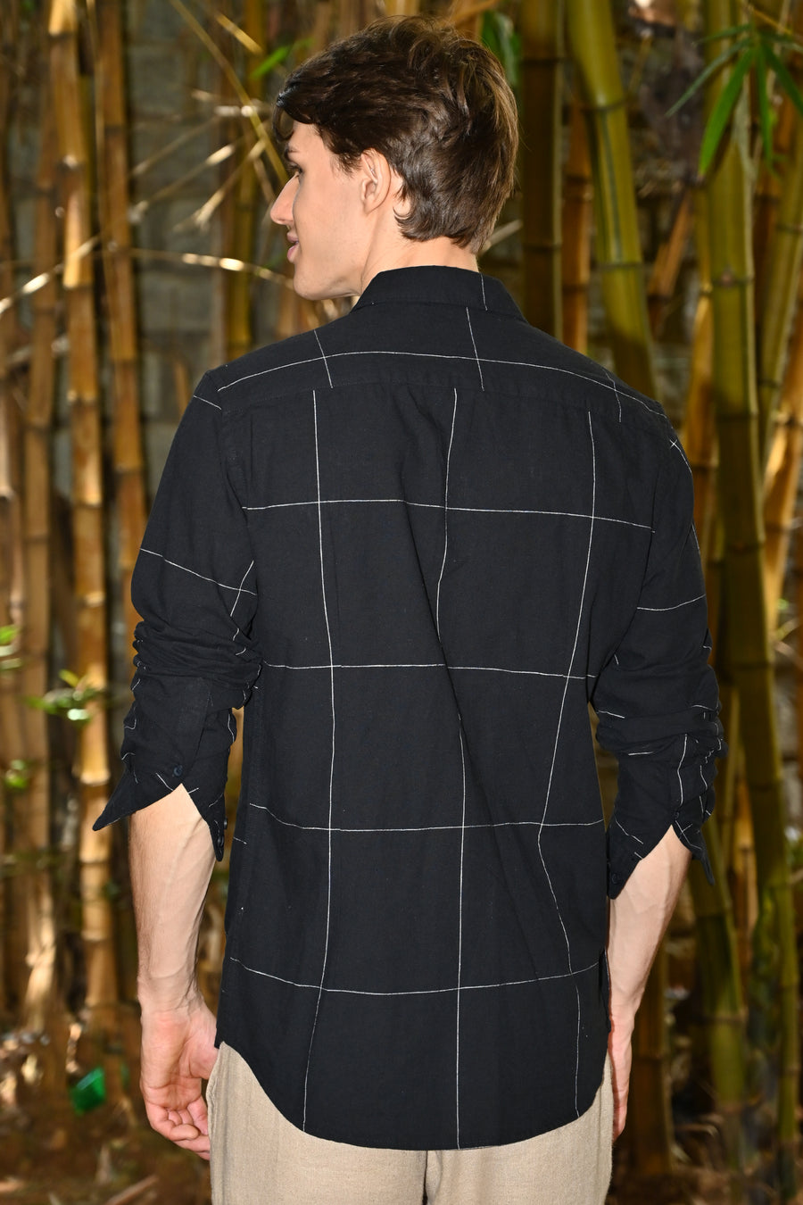 Alora - Linen Check Shirt - Black