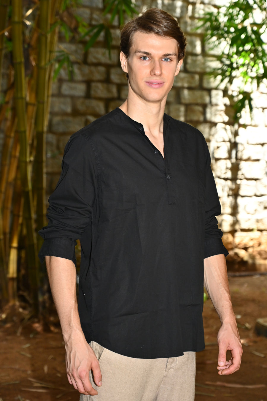 Streak - Cotton Kurta Shirt - Black