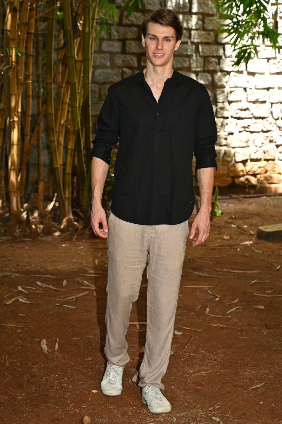 Streak - Cotton Kurta Shirt - Black