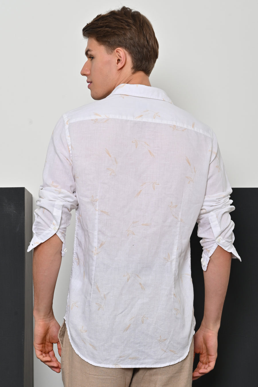 Element - Cotton Linen Printed Shirt - Beige