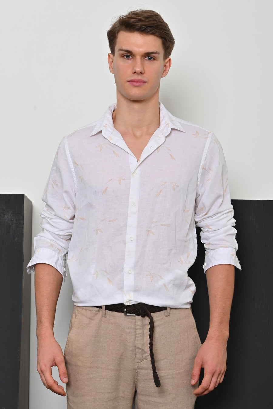 Element - Cotton Linen Printed Shirt - Beige