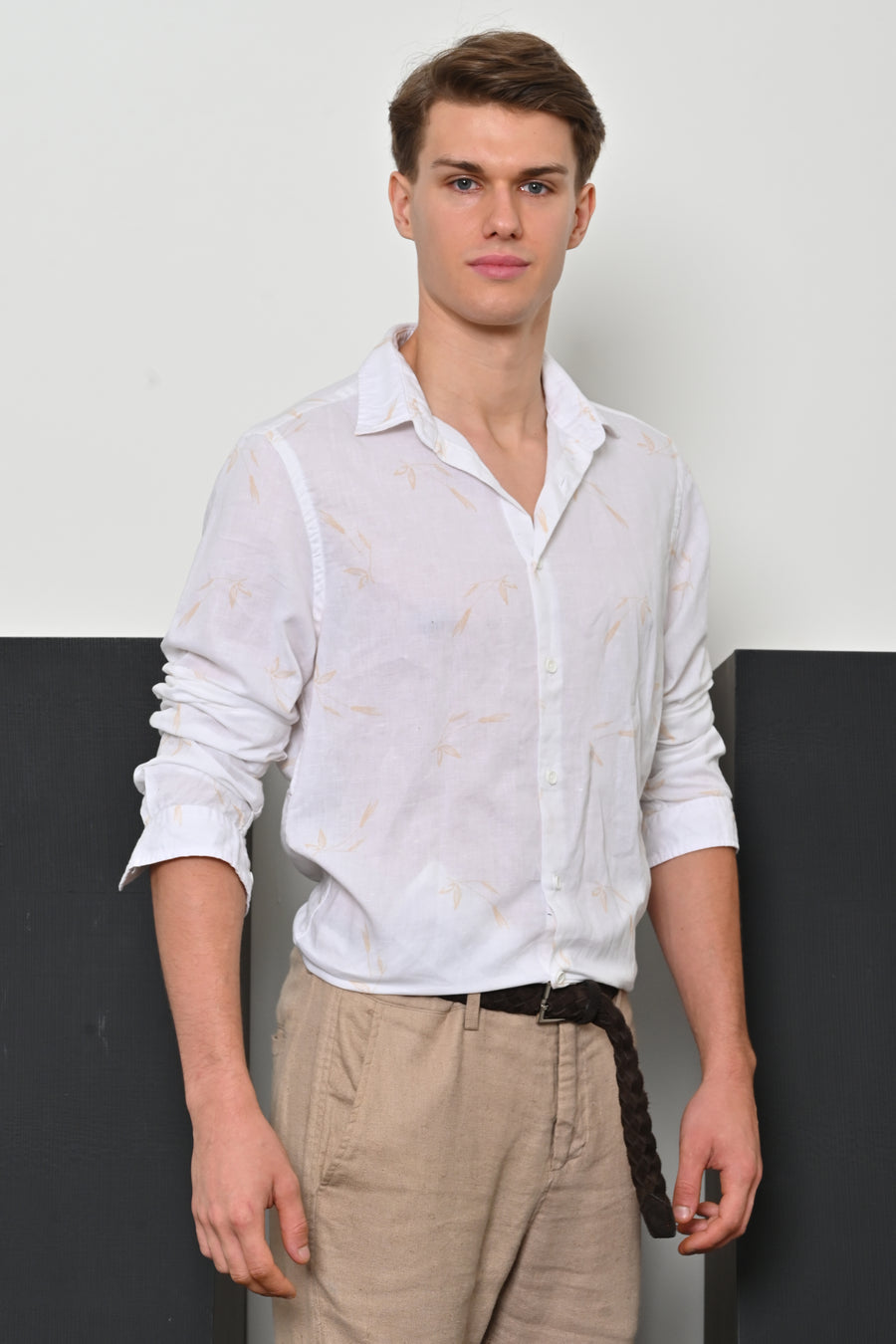 Element - Cotton Linen Printed Shirt - Beige